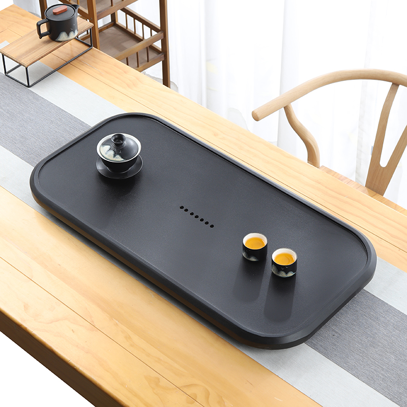 天然整块乌金石茶盘单盘石材一体石板简约家用大小号客厅现代茶台