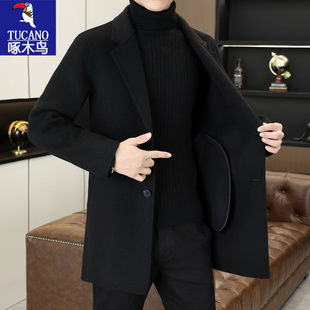 啄木鸟男装双面呢外套男款2026新款秋冬男士毛呢西装男松弛感穿搭