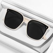 墨镜女高级感夏防晒大脸显瘦防紫外线太阳镜男2023年新款 白框眼镜