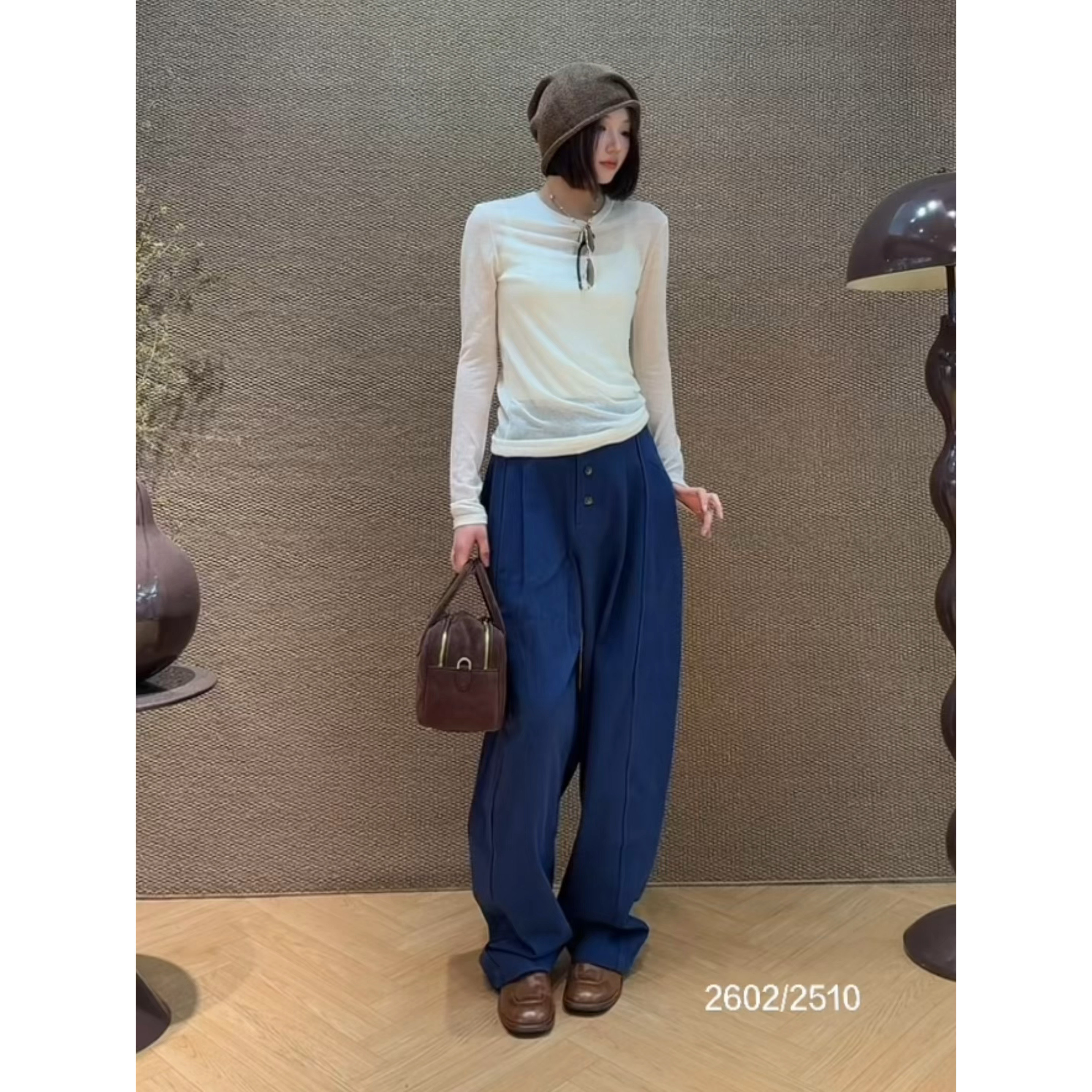 韩奈韩国女装东大门正品2026秋100%绵羊毛打底软糯套头针织衫2602
