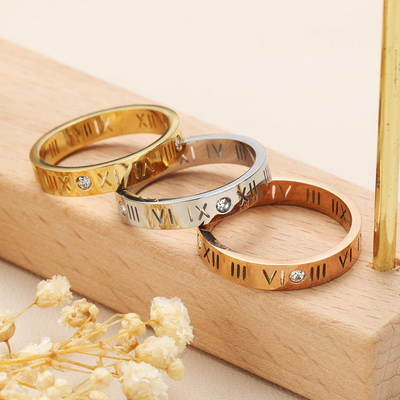 罗马数字戒指炫小虫钛钢时尚女