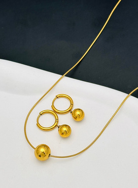 圆珠项链钛钢锁骨链女