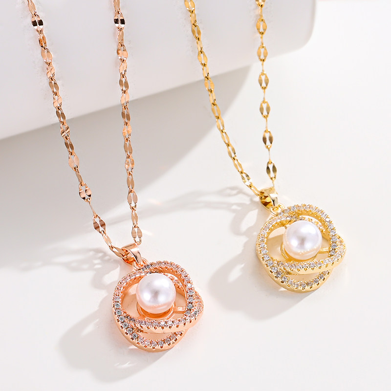 星球珍珠项链女钛钢简约气质首饰高级感法式毛衣链子配饰【8725】