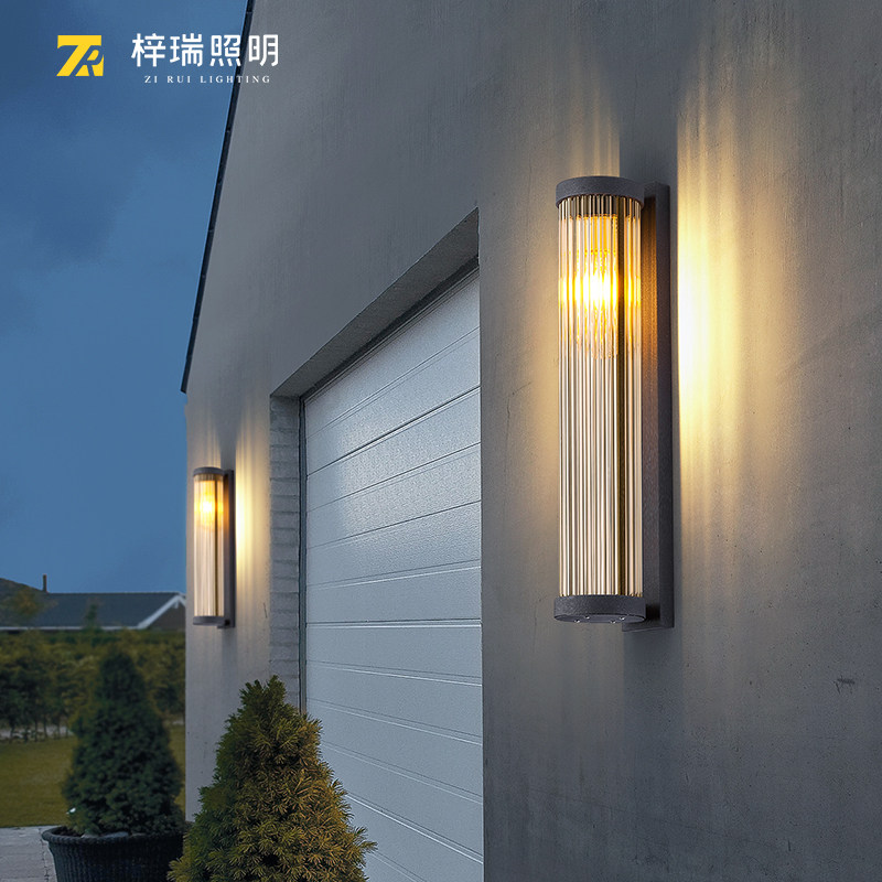 户外防水壁灯别墅室外露台照明壁灯欧式酒店走廊过道圆柱形外墙灯