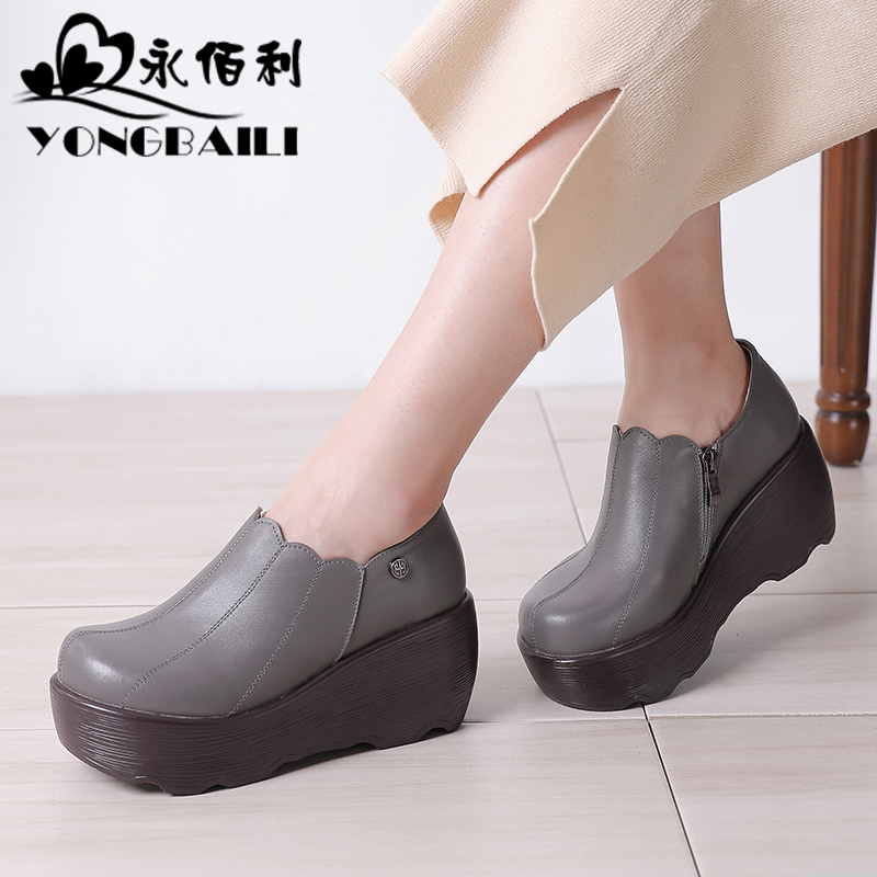 新款原创深口高跟休闲风松糕鞋