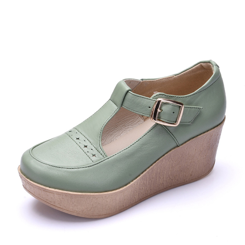 复古文艺高跟扣带休闲风女鞋