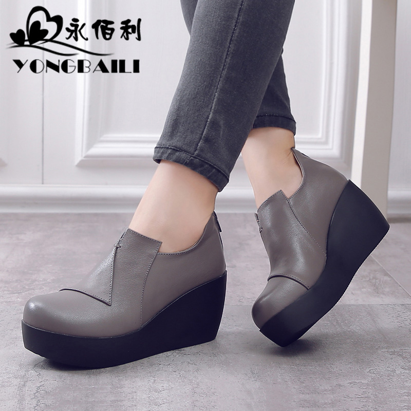 厚底新款学院风拉线简约深口单鞋