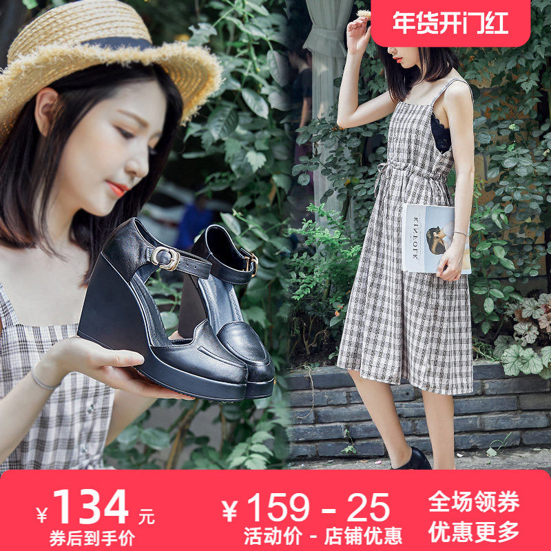 包头罗马凉鞋牛皮女鞋2026夏新款休闲真皮中空超高跟防水台厚底鞋,女鞋,罗马凉鞋,淘宝优惠券,粉丝福利购,淘宝优惠卷