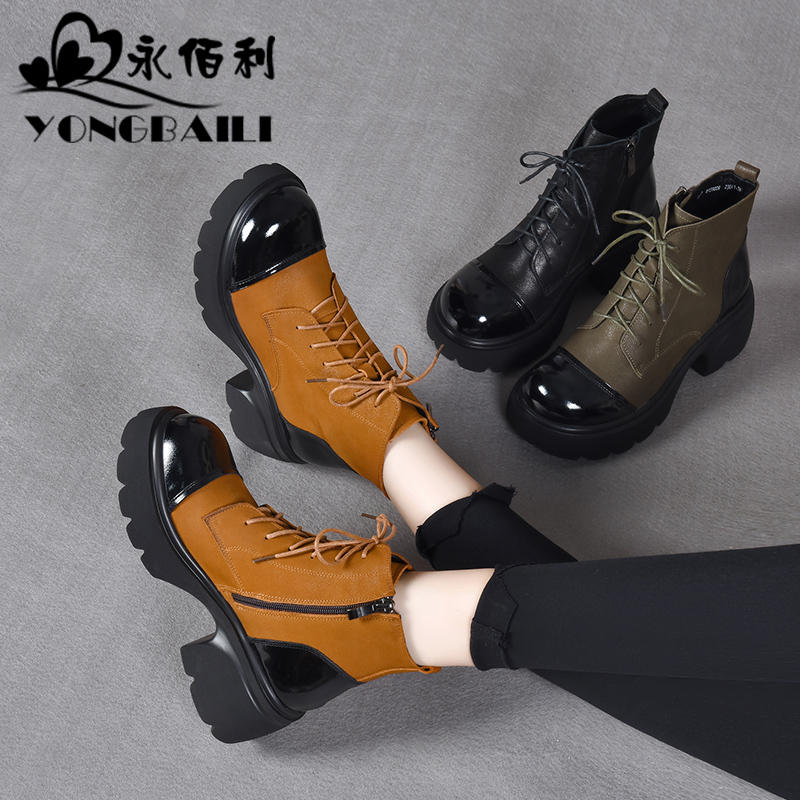 马丁靴女鞋皮鞋牛皮靴子