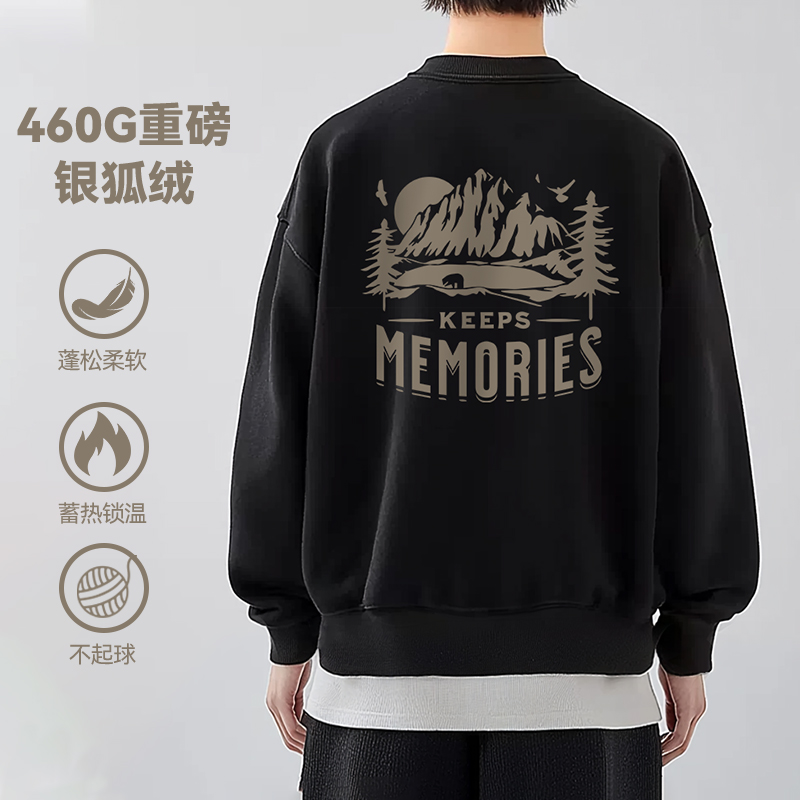 潮牌圆领卫衣美式无帽冬款外套潮