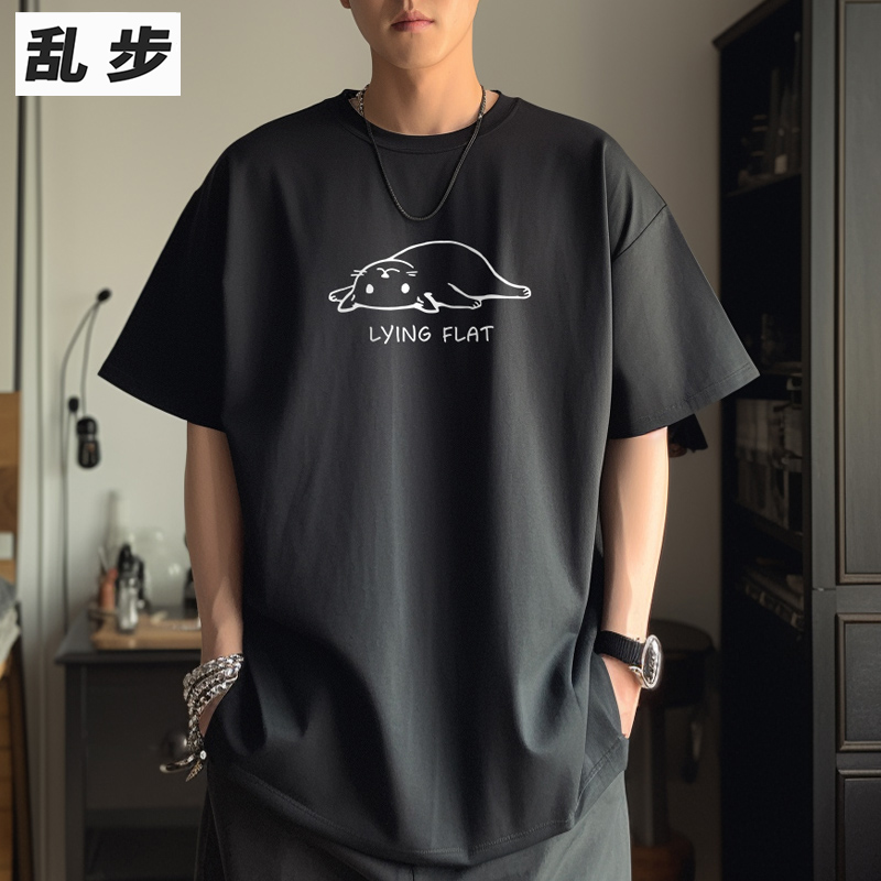 可爱猫咪印花基础纯棉短袖