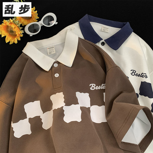 polo衣服短袖t恤夏季格子半袖ins