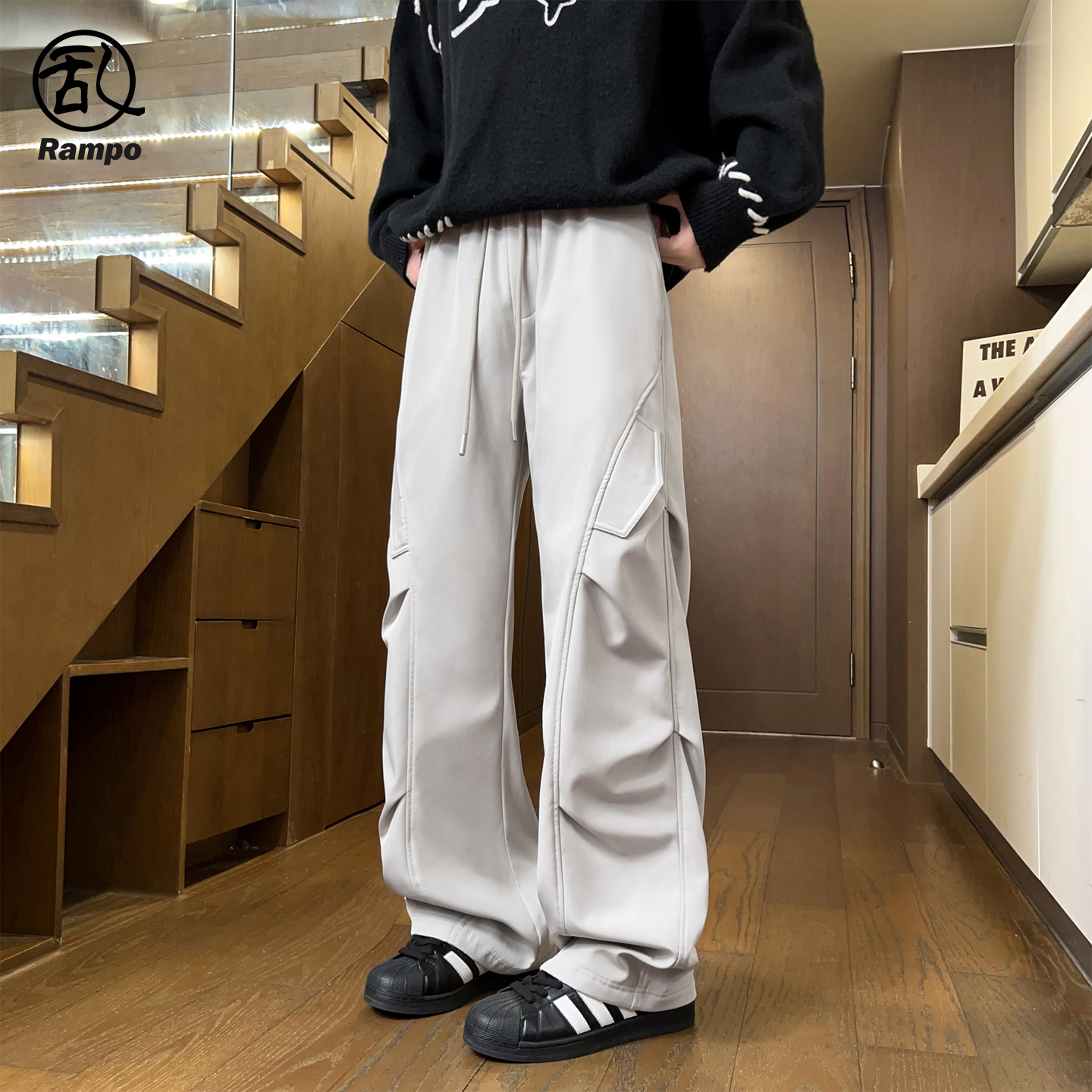 美式重磅机能加绒工装伞兵裤男女