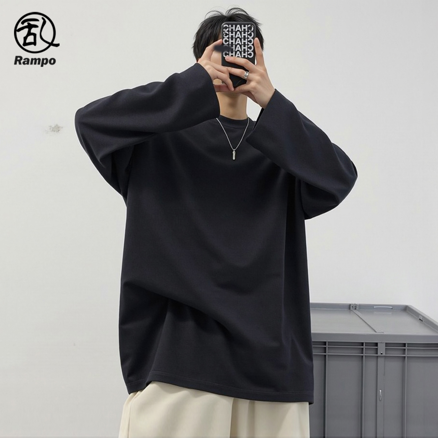 百搭纯色长袖t恤男女纯棉宽松
