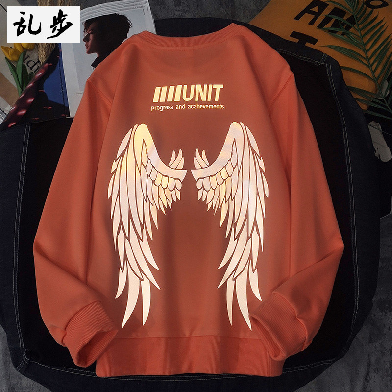 欧美高街反光翅膀卫衣