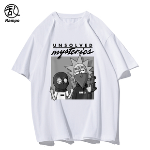 T恤宽松圆领休闲上衣潮 瑞克和莫蒂印花纯棉短袖 美式 趣味创意个性