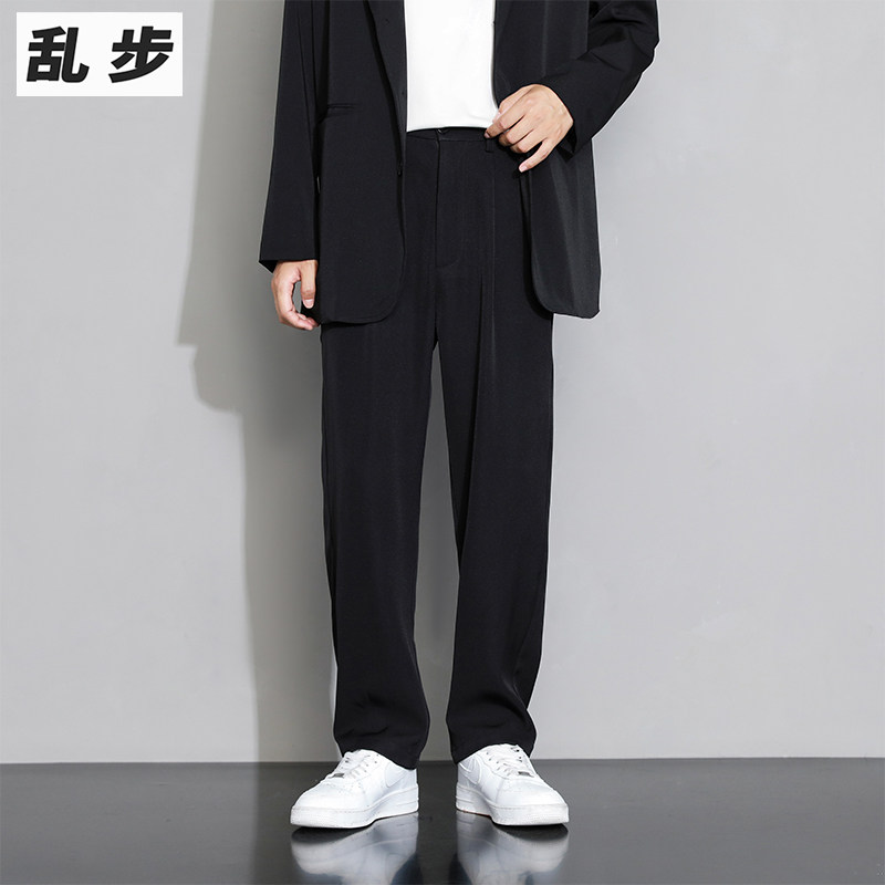 夏季冰丝薄款小西裤男士职业正装宽松垂感西装直筒高级感休闲长裤