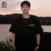 短袖 t恤男夏季 黑色潮牌高街纯棉宽松男款 350g重磅美式 半袖 上衣服