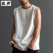 港风潮流无袖 背心男夏季 240g纯棉运动健身坎肩T恤宽松篮球马甲男
