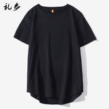 Цветная длинная хлопковая футболка с коротким рукавом, приятная телу летняя одежда, ассиметричный крой, оверсайз