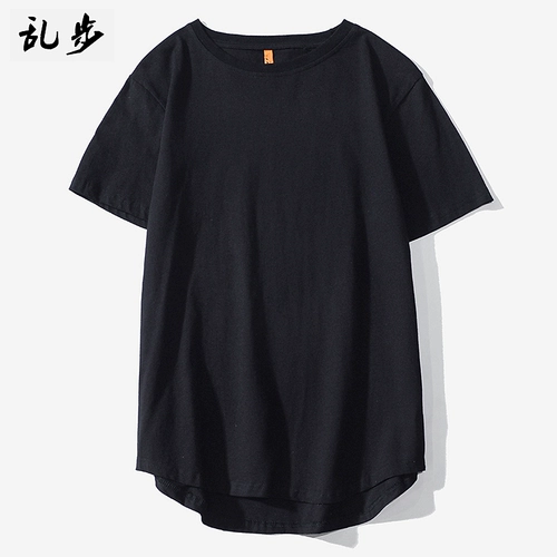 Цветная длинная хлопковая футболка с коротким рукавом, приятная телу летняя одежда, ассиметричный крой, оверсайз