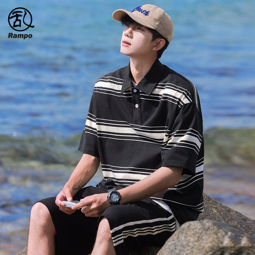 条纹短袖休闲运动套装夏季两件套