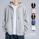 外衣新款 开衫 连帽卫衣男士 运动潮牌男生休闲纯色加绒保暖外套衣服