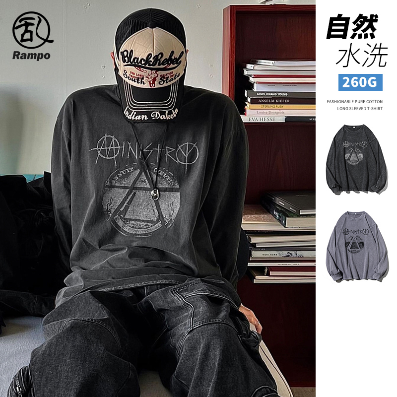 基础款打底上衣水洗做旧长袖t恤