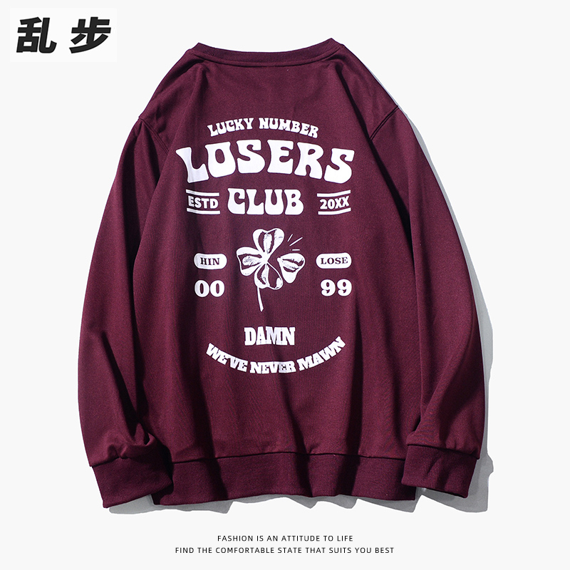 美式复古圆领卫衣情侣装