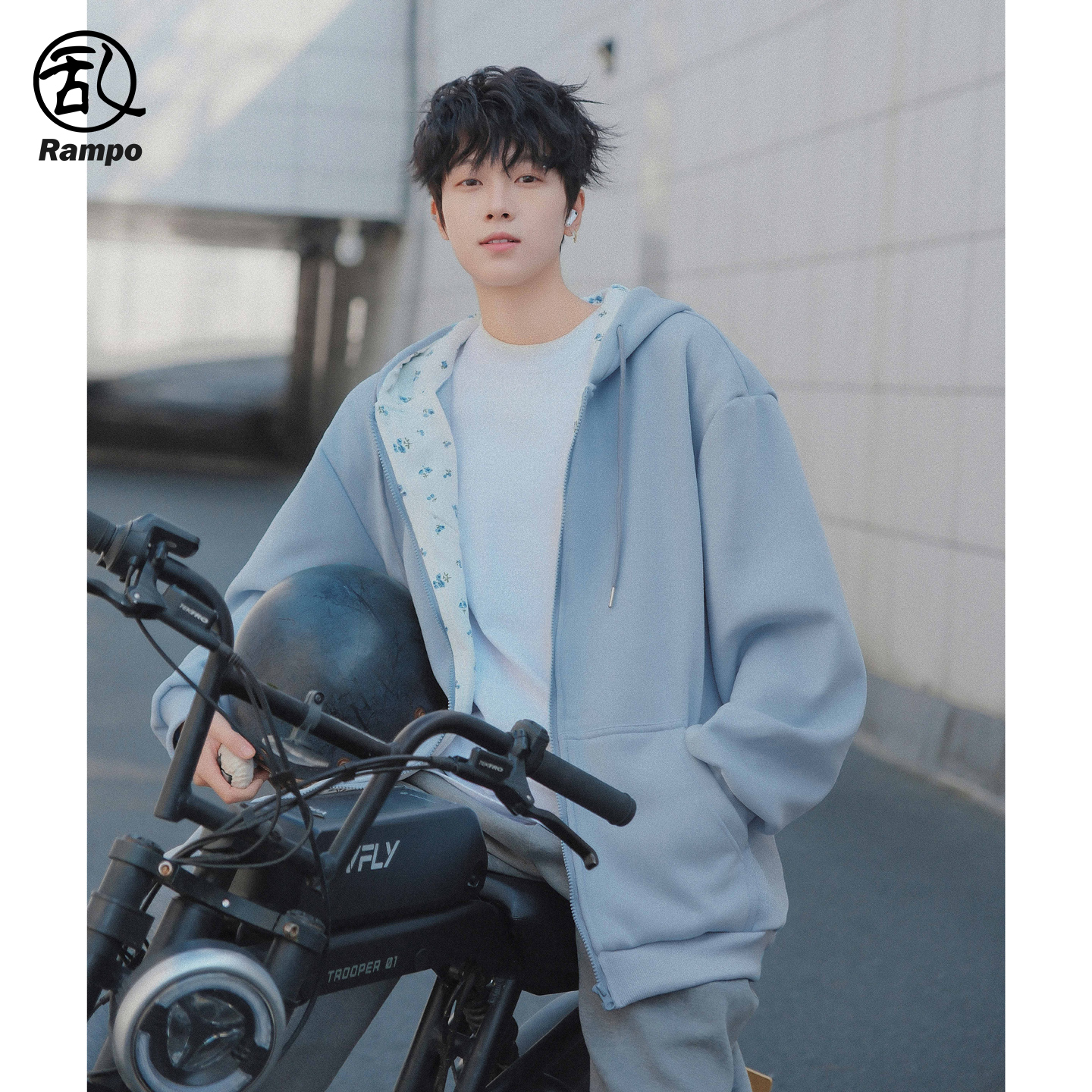 美式碎花拼接连帽卫衣外套男女冬季情侣潮牌加绒拉链休闲运动帽衫