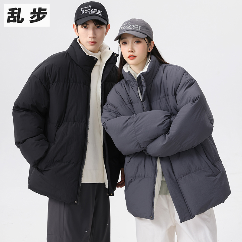 羊羔绒内里加厚棉衣冬季纯色棉袄