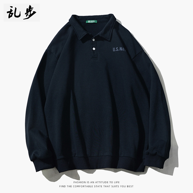 日系简约无帽卫衣春秋冬polo衫