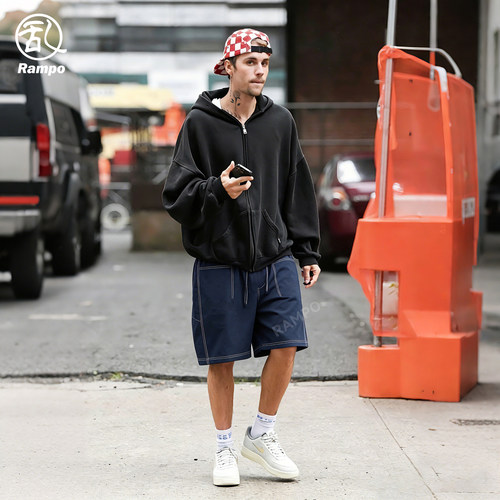 贾斯汀比伯同款冰感五分短裤男款