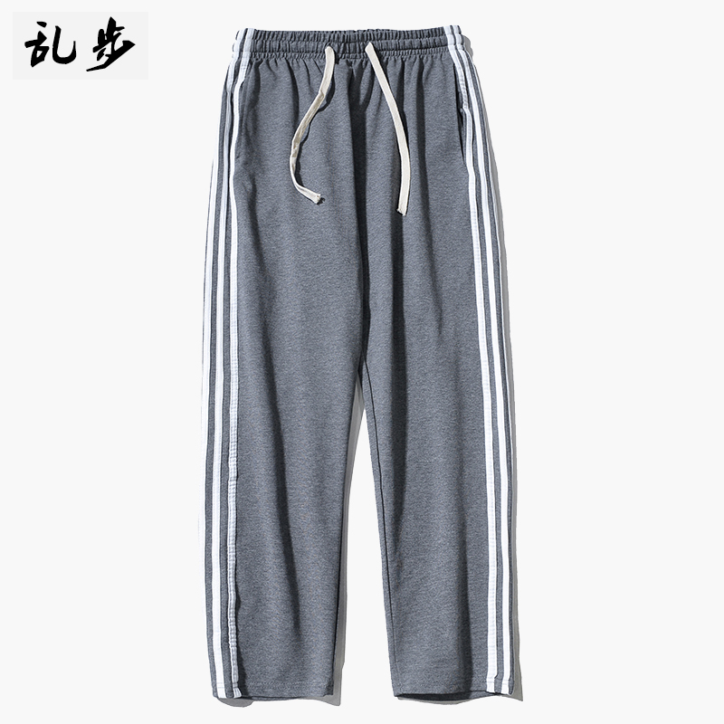 夏季男士直筒三道杠条纹百搭卫裤