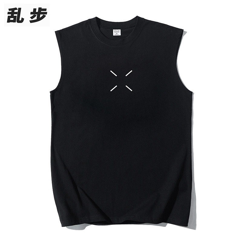 黑色纯棉背心宽松夏季无袖打底衫图片