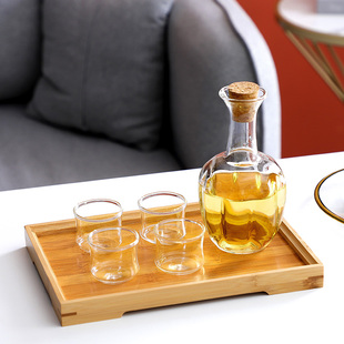 新中式 白酒杯子分酒器家用一斤500ml高硼硅酒具 玻璃清酒酒壶套装