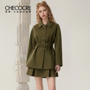 裙25秋新款 复古少女感套装 翻领立体蝴蝶上衣短裙 绿野仙踪 茬客