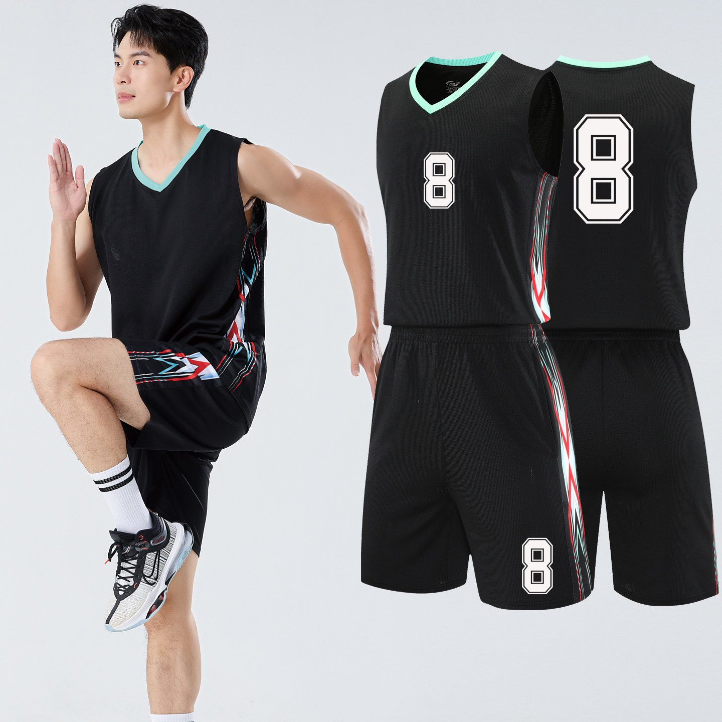 对克篮球服训练服套装男士球衣比赛运动服大学生球赛印字球服球衣图片