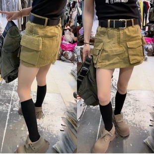 薄款 女装 2025夏季 大码 梨型身材显瘦高腰休闲短裙遮肉工装 半身裙裤
