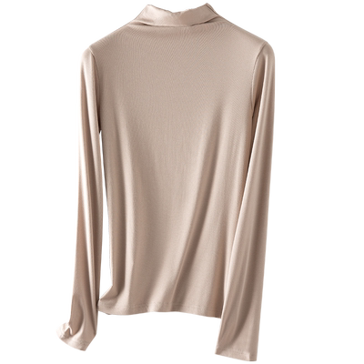 莫代尔半高领长袖加绒打底衫女