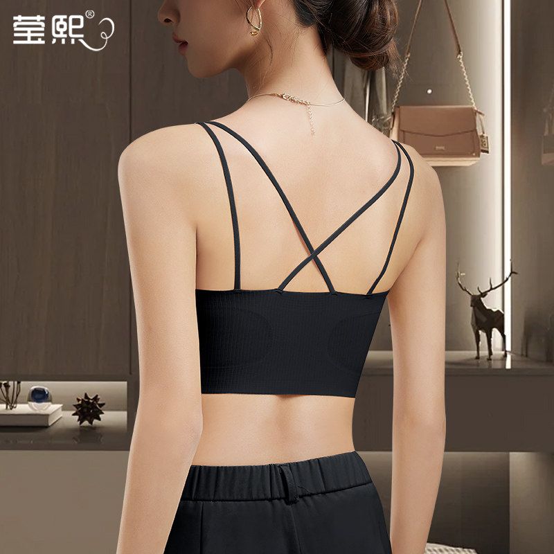 抹胸内衣女防走光2025新款细肩吊带夏美背文胸一体运动背心式裹胸