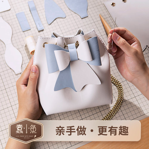 diy蝴蝶结新款潮手工编织水桶包