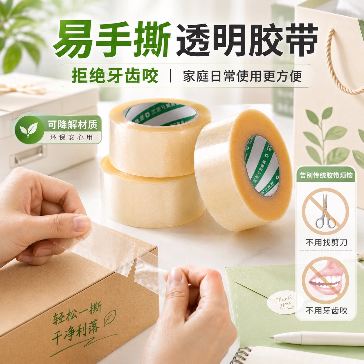 新星降解环保透明大胶布封口手撕图片