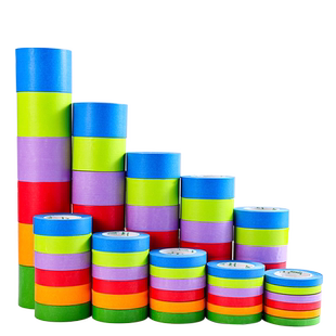 彩色和纸美纹纸胶带不伤墙家具衣柜绿黄红色墙面无痕汽车美容装修儿童标识耐高温可书写手撕美术生专用胶布