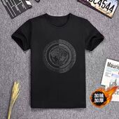 秋冬季 打底衫 短袖 t恤男纯色圆领加绒加厚保暖上衣服冬天潮流半袖