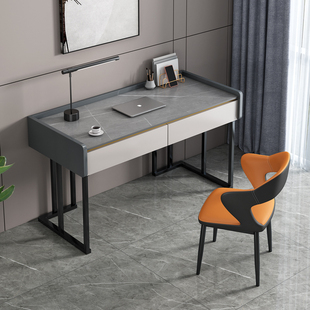 岩板书桌现代简约电脑桌办公桌意式 极简轻奢风家用小户型卧室书桌