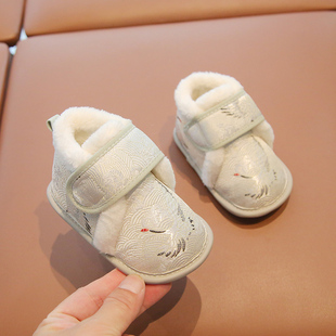 周岁鞋子男宝宝步前鞋婴儿鞋冬季加绒保暖鞋小月龄软底鞋幼儿秋冬