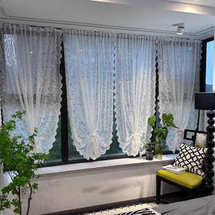 魔术贴窗帘免打孔安装 卧室飘窗白色窗纱 纱帘透光不透人简易自粘式
