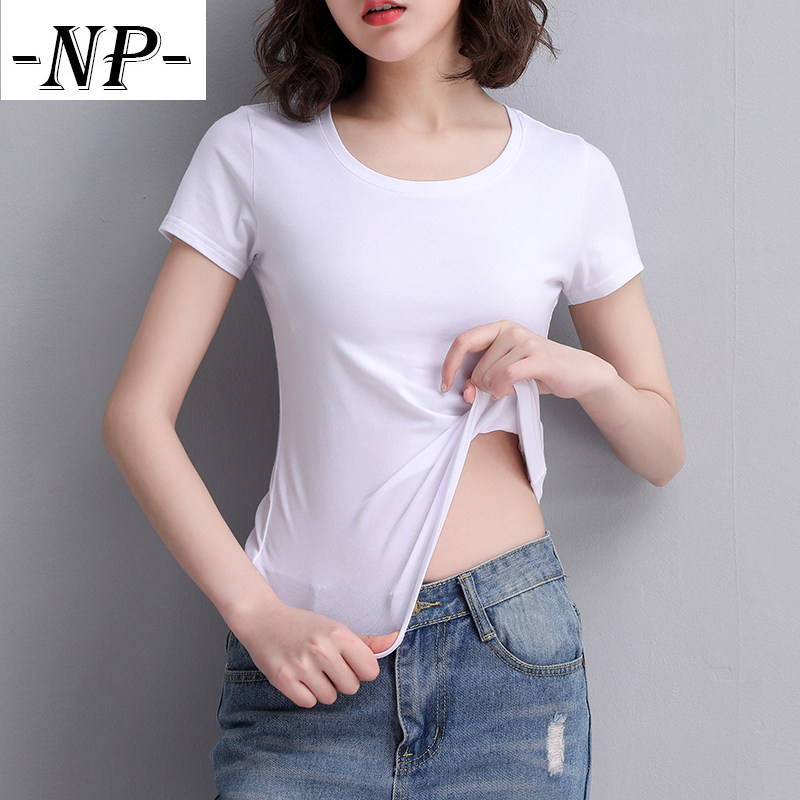 纯色v领t恤女短袖2019新款修身韩版简约夏装上衣紧身半袖白色体恤|ruв категории Женская одежда, футболка - от Buy2taobao.com для оказания профессиональной услуги покупки агента Taobao