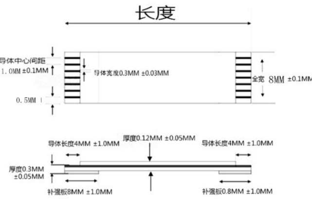 1.0MM8P软排线FFC FPC链接线同向反向8芯排线线长10CM 20CM 30CM